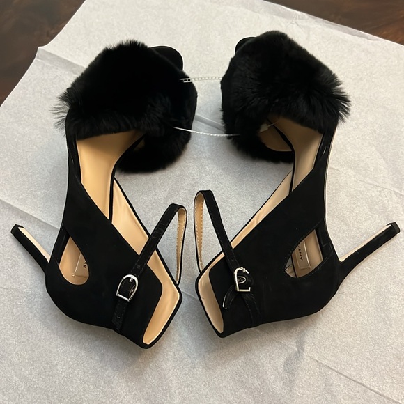 Antonio Melani Kayleigh Ankle Strap Rabbit Fur heels - Picture 4 of 10